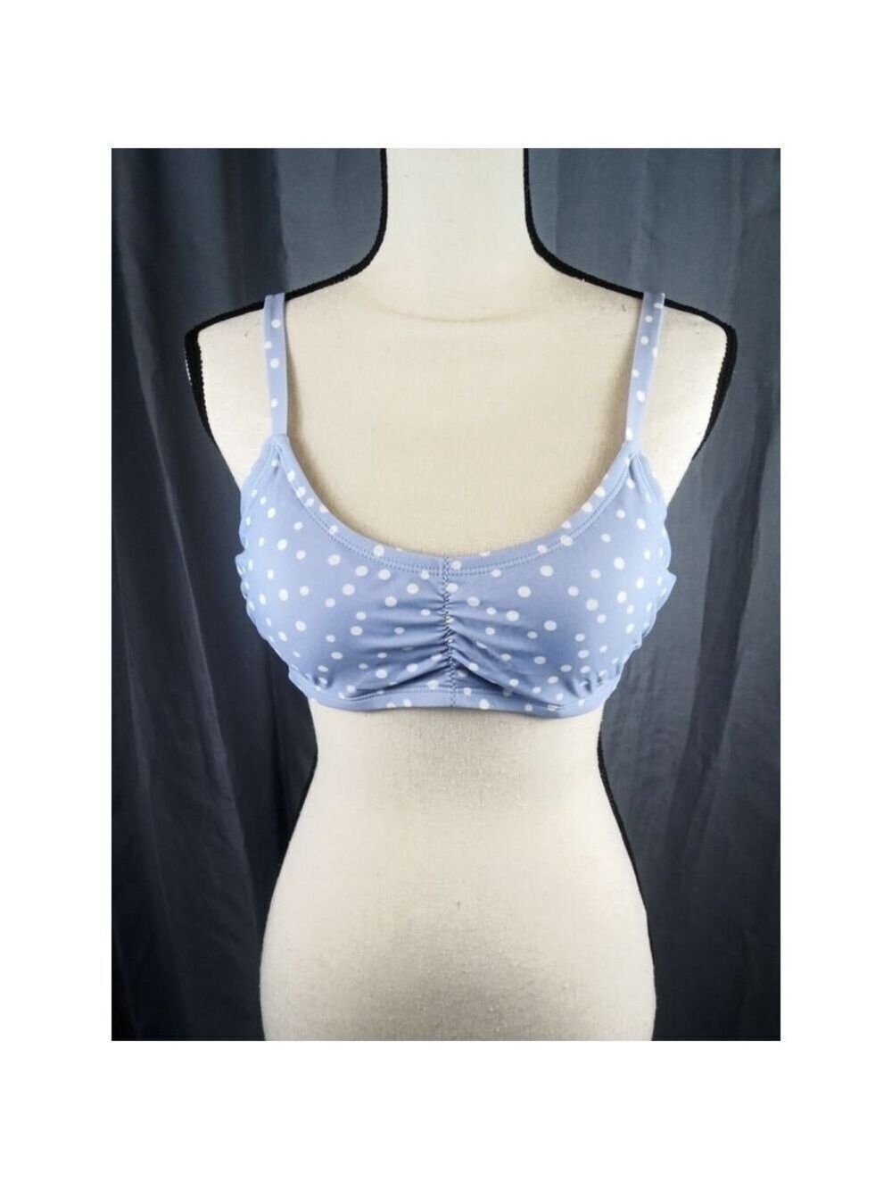 Xhilaration bikini top, blue and white polka dot, size D/DD
